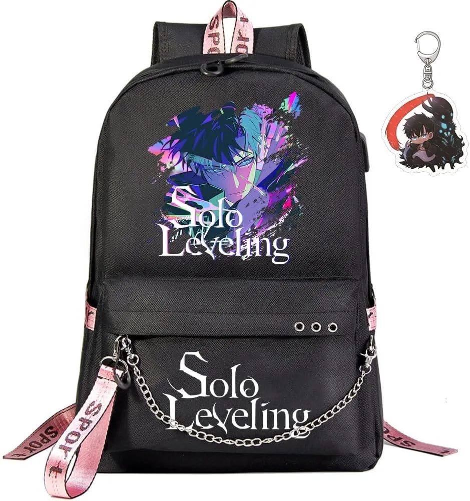 Solo Leveling Backpack Men Women Unisex Sung Jinwoo Rucksack Igris Anime Backpacks Casual (B04-)