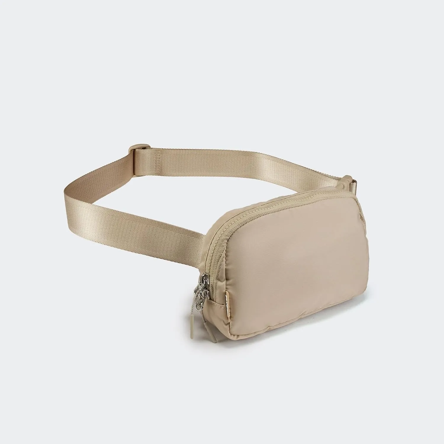  Unisex Mini   and Extender Strap, Adjustable Strap Nylon Cross Body Sling Bag for Workout, Running, Traveling, Hiking. (Beige)