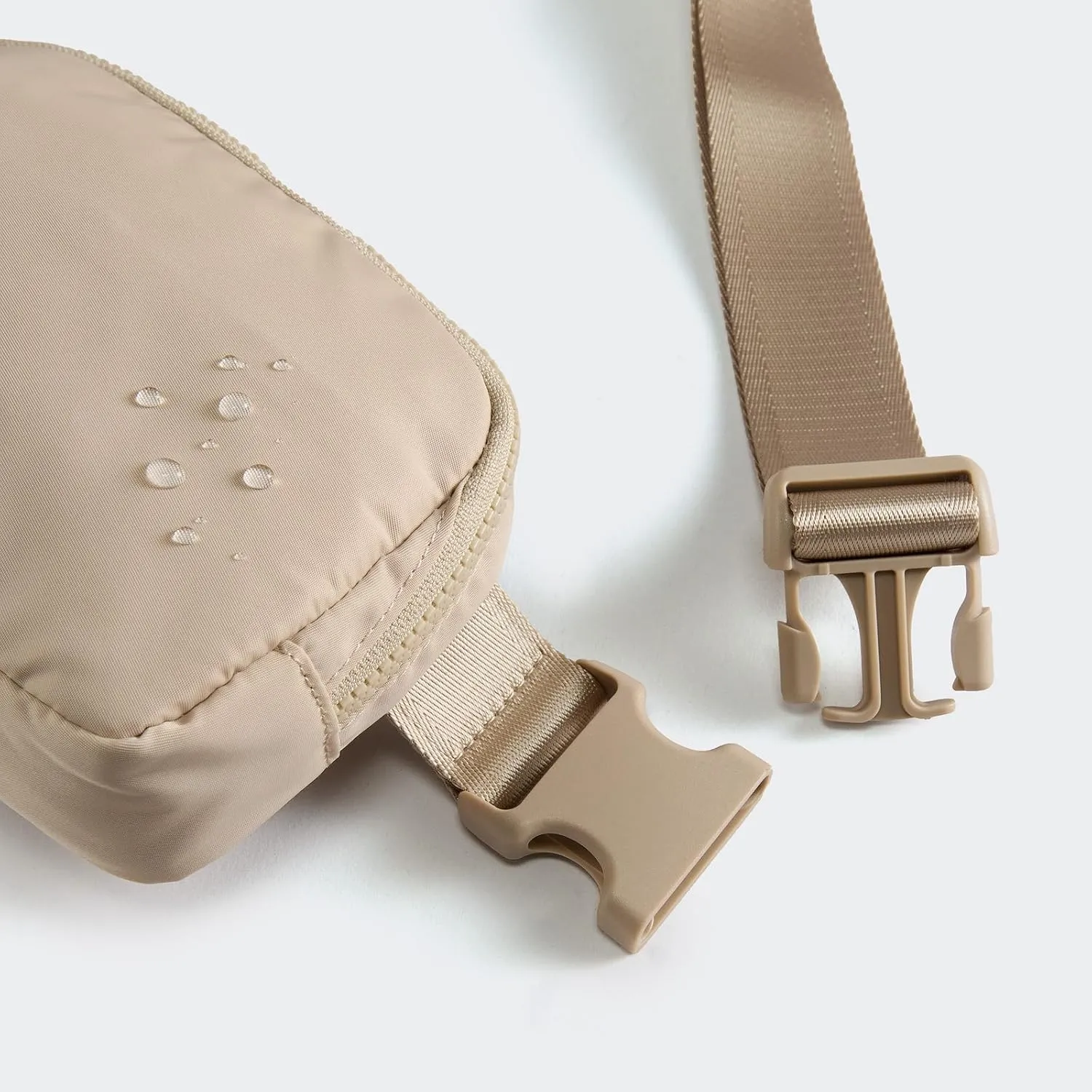  Unisex Mini   and Extender Strap, Adjustable Strap Nylon Cross Body Sling Bag for Workout, Running, Traveling, Hiking. (Beige)