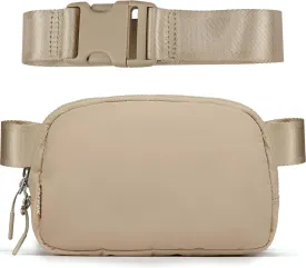  Unisex Mini   and Extender Strap, Adjustable Strap Nylon Cross Body Sling Bag for Workout, Running, Traveling, Hiking. (Beige)