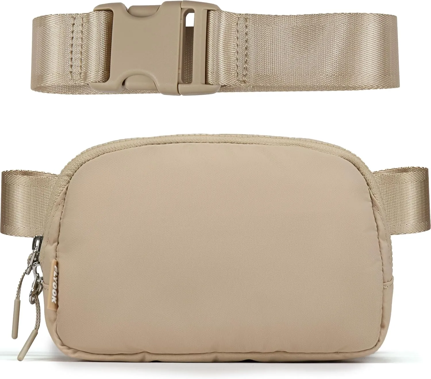  Unisex Mini   and Extender Strap, Adjustable Strap Nylon Cross Body Sling Bag for Workout, Running, Traveling, Hiking. (Beige)