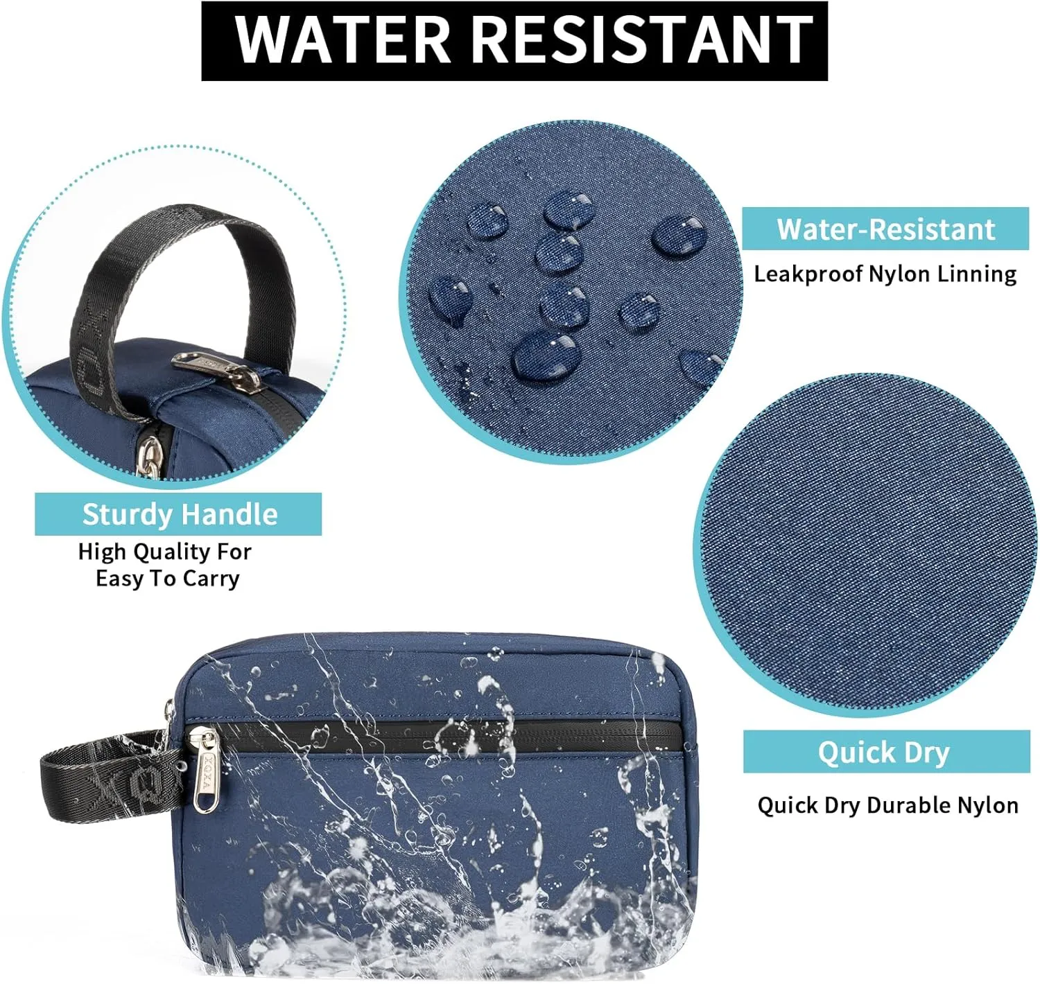 XQXA Toiletry Bag for Men, Hanging Dopp Kit Water Resistant Travel makeup Bag for women, Mens Travel Bag Shaving Bag for Toiletries Accessories (01-Navy Blue)