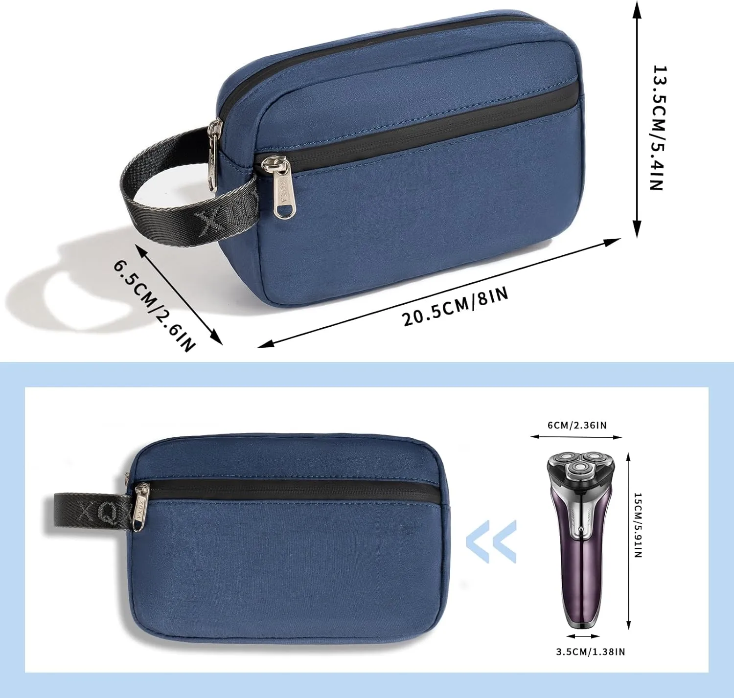 XQXA Toiletry Bag for Men, Hanging Dopp Kit Water Resistant Travel makeup Bag for women, Mens Travel Bag Shaving Bag for Toiletries Accessories (01-Navy Blue)