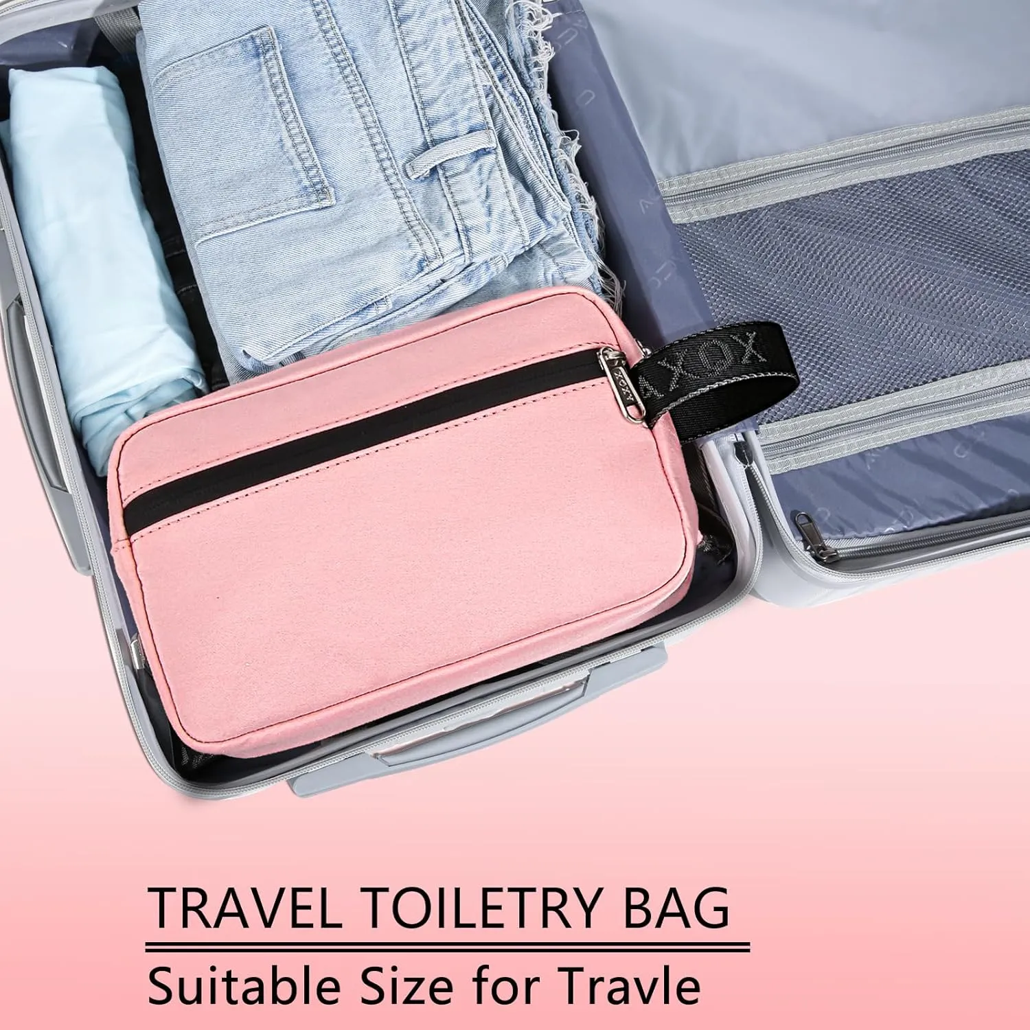 XQXA Toiletry Bag for Men, Hanging Dopp Kit Water Resistant Travel makeup Bag for women, Mens Travel Bag Shaving Bag for Toiletries Accessories (01-Pink)