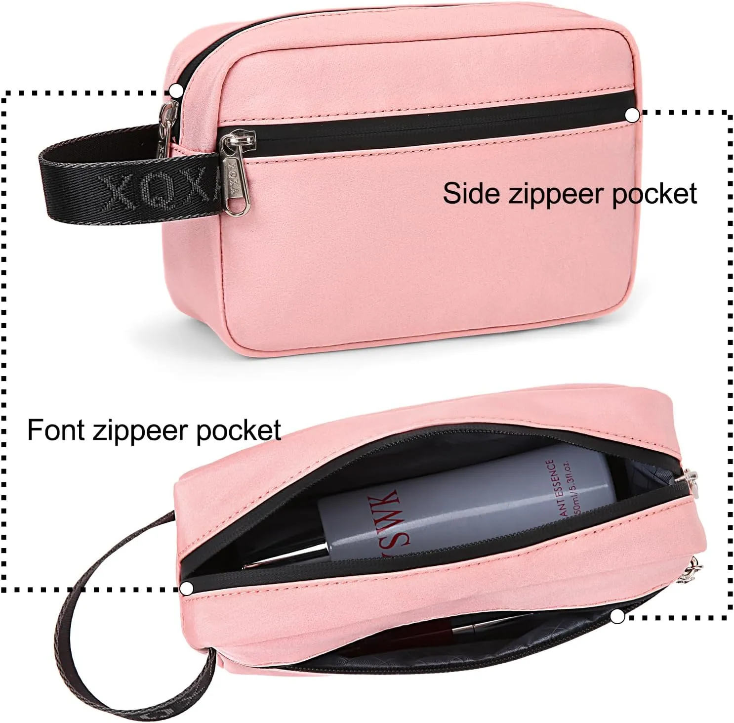 XQXA Toiletry Bag for Men, Hanging Dopp Kit Water Resistant Travel makeup Bag for women, Mens Travel Bag Shaving Bag for Toiletries Accessories (01-Pink)