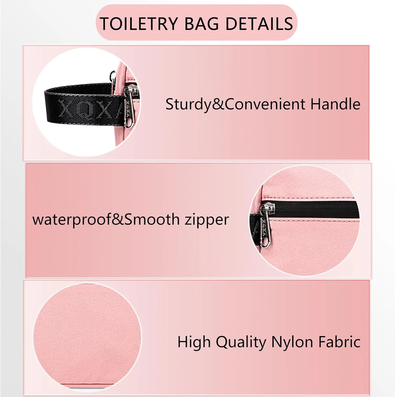 XQXA Toiletry Bag for Men, Hanging Dopp Kit Water Resistant Travel makeup Bag for women, Mens Travel Bag Shaving Bag for Toiletries Accessories (01-Pink)