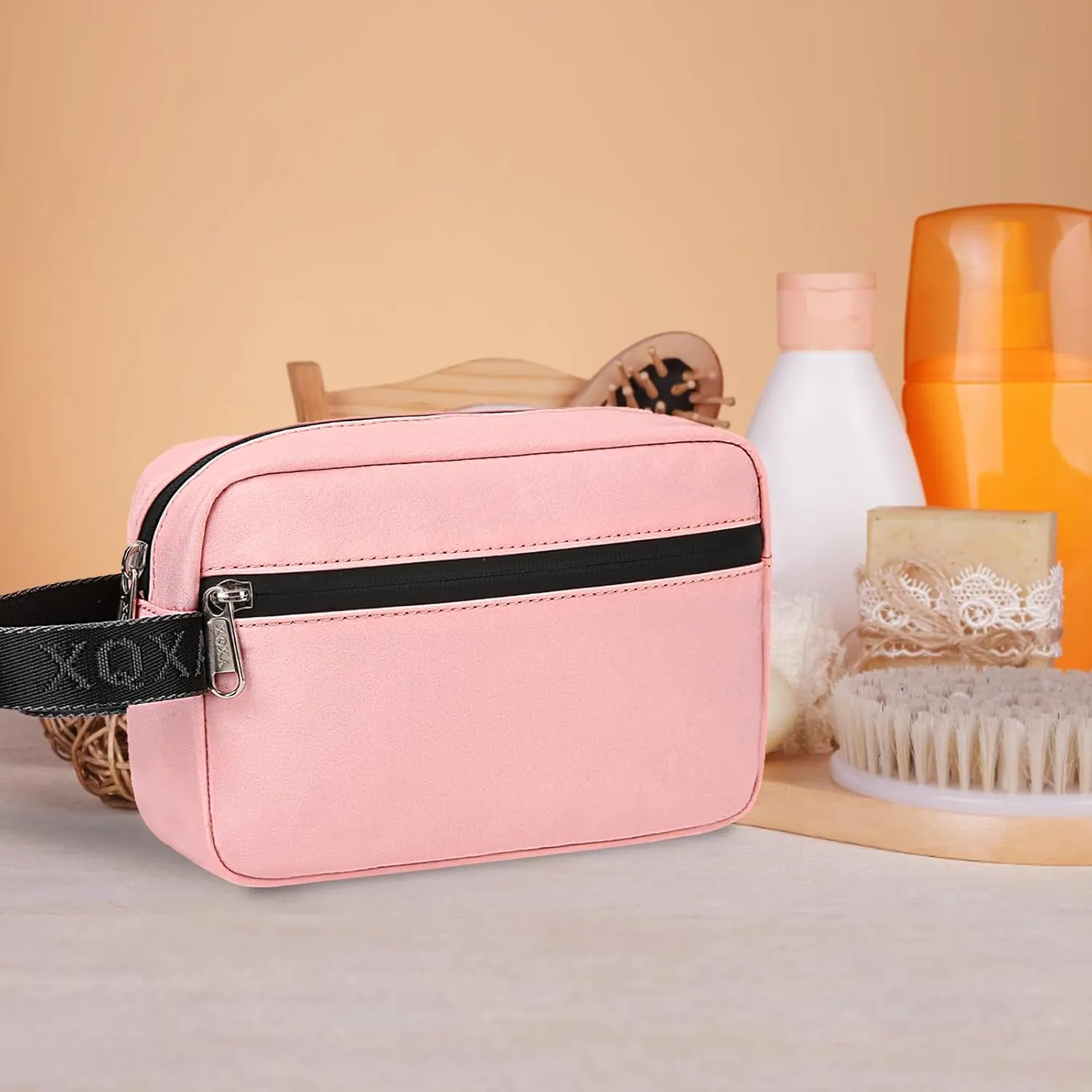 XQXA Toiletry Bag for Men, Hanging Dopp Kit Water Resistant Travel makeup Bag for women, Mens Travel Bag Shaving Bag for Toiletries Accessories (01-Pink)